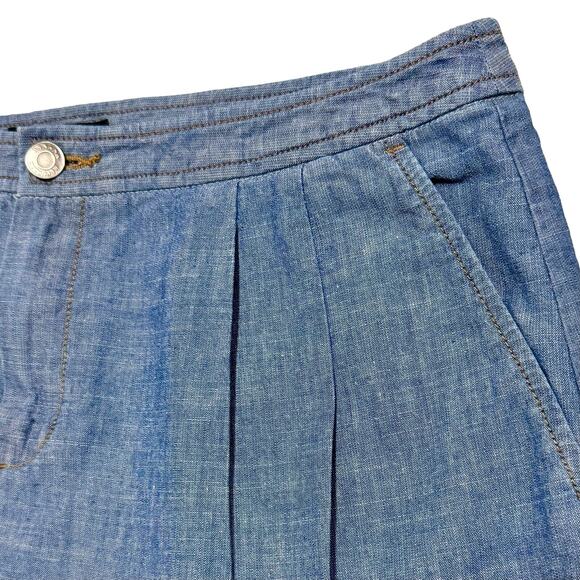 Banana Republic Skirt Size 10 Relaxed Blue Chambray Shirttail Pencil Mini Skirt - Picture 5 of 13